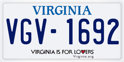 VA license plate VGV1692