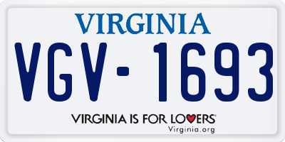 VA license plate VGV1693