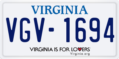 VA license plate VGV1694