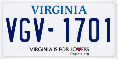 VA license plate VGV1701