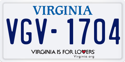 VA license plate VGV1704