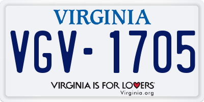 VA license plate VGV1705