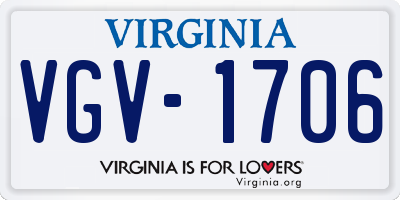 VA license plate VGV1706