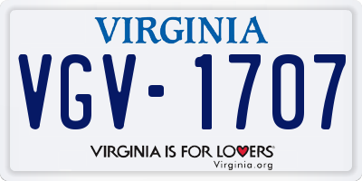 VA license plate VGV1707