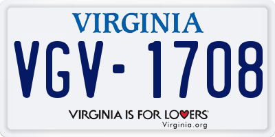 VA license plate VGV1708
