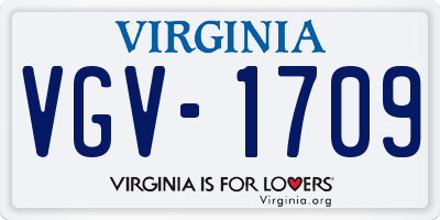 VA license plate VGV1709