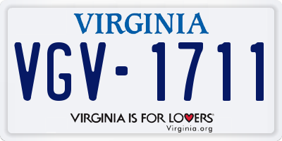 VA license plate VGV1711