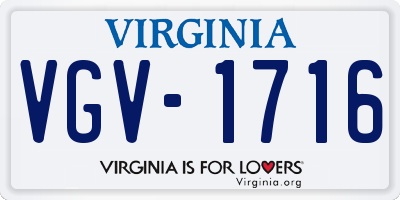 VA license plate VGV1716