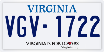 VA license plate VGV1722