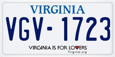 VA license plate VGV1723