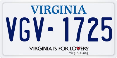 VA license plate VGV1725