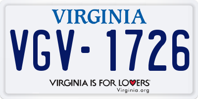 VA license plate VGV1726
