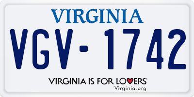 VA license plate VGV1742