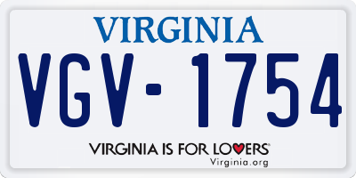 VA license plate VGV1754