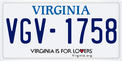 VA license plate VGV1758