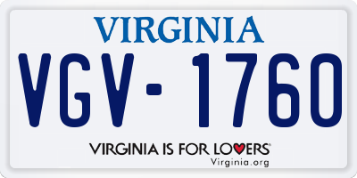 VA license plate VGV1760