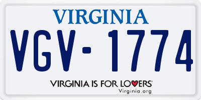 VA license plate VGV1774