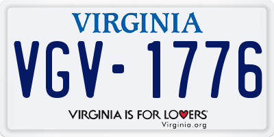 VA license plate VGV1776