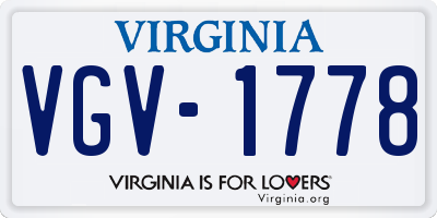 VA license plate VGV1778