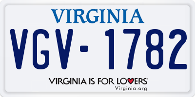 VA license plate VGV1782