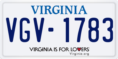 VA license plate VGV1783
