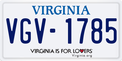VA license plate VGV1785