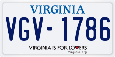 VA license plate VGV1786