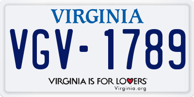 VA license plate VGV1789