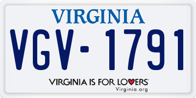 VA license plate VGV1791