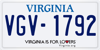 VA license plate VGV1792