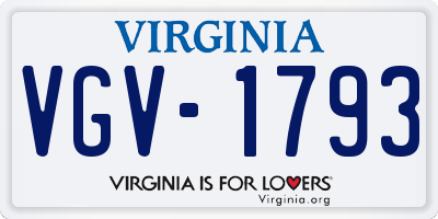 VA license plate VGV1793