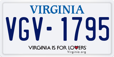 VA license plate VGV1795