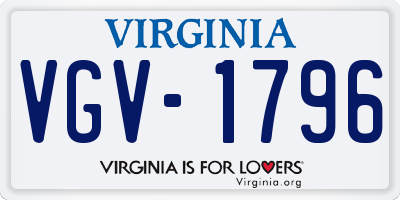 VA license plate VGV1796