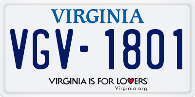 VA license plate VGV1801