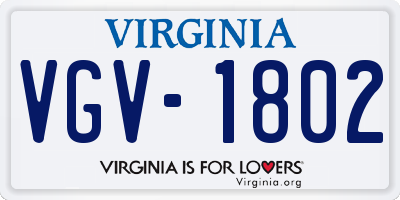 VA license plate VGV1802
