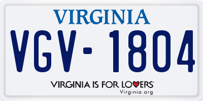 VA license plate VGV1804