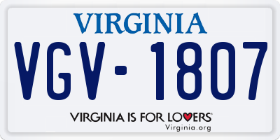 VA license plate VGV1807