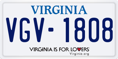 VA license plate VGV1808