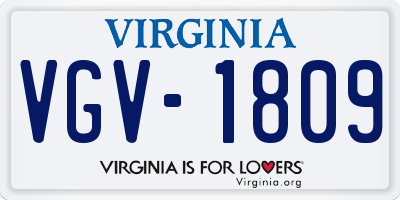 VA license plate VGV1809