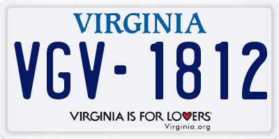 VA license plate VGV1812