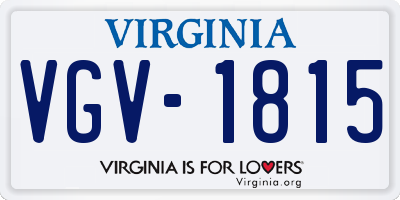 VA license plate VGV1815