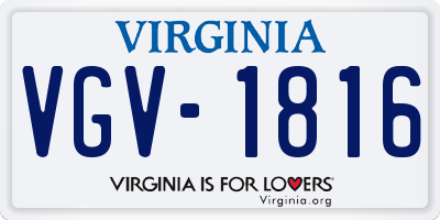 VA license plate VGV1816
