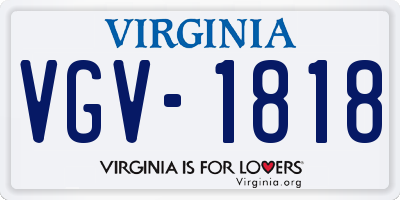 VA license plate VGV1818