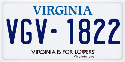 VA license plate VGV1822