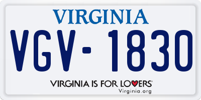 VA license plate VGV1830