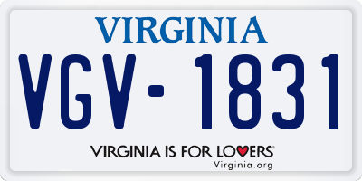 VA license plate VGV1831