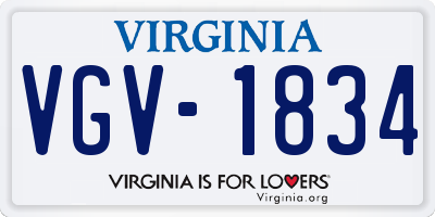 VA license plate VGV1834