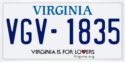 VA license plate VGV1835