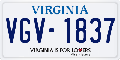VA license plate VGV1837