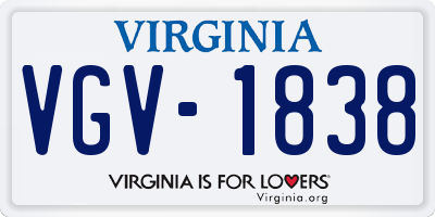 VA license plate VGV1838